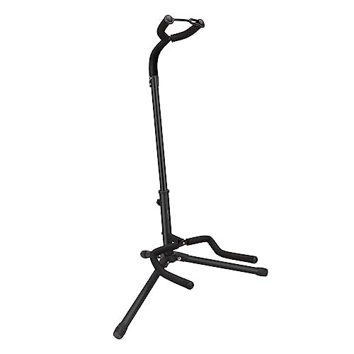 Amazon Basics Height Adjustable Foldable Guitar Stand with Secure Support, Padded Non-Slip Floor Stand for Acoustic, Electric, Bass and Banjos, Portable Display Stand, Black - size: (Pack of 1)