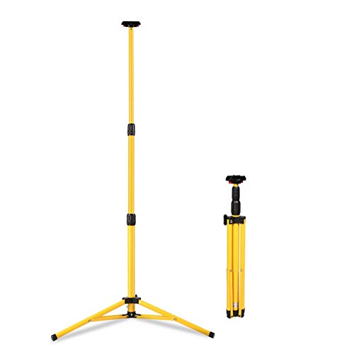 Adjustable Work Light Stand for LED Flood Light Up to 5 Feet Heavy Duty Portable Steel Telescopic Tripod Stand, Yellow - color: Yellow, size: 59in