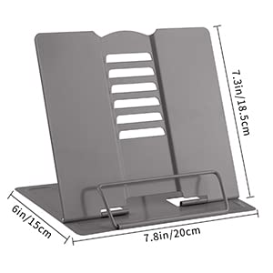 MSDADA Desk Book Stand Metal Reading Book Holder Angle Adjustable Stand | Document Holder Portable Sturdy Lightweight Bookstands-Textbooks Tablet Music Books Cook Recipe (Grey) - color: Grey
