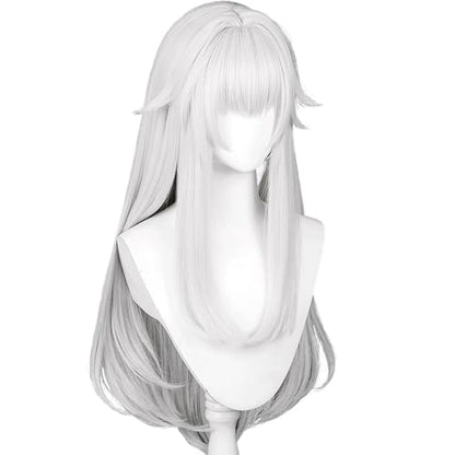 27in/70CM Long Straight White Wig with Bangs Women Halloween COS 60s Men's Hippie Wigs Queen Witch Devil Game Cosplay wig Anime COS Inuya Wigs Christmas,Comic con,Game Show,Party - color: Pure White