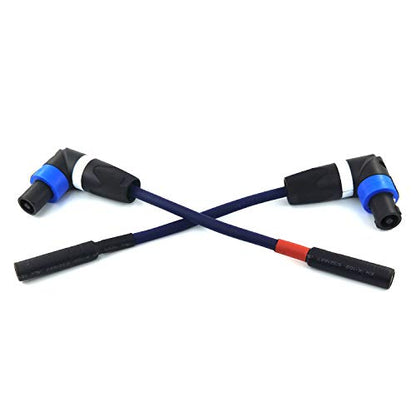 WJSTN 1/4 Inch TS Female to Right-Angle Speakon Speaker Cable, 6.35mm Mono to Right-Angle Twist Lock Speakon Audio Cord, 2 Pack 6IN