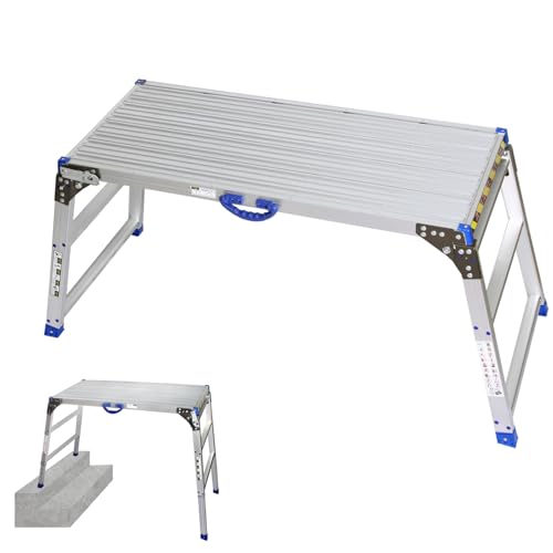 Adjustable Work Platform (47"x20") Ultra-Wide Portable Folding Aluminum Work Platform 330 Lbs Capacity 50 Gear Adjustable Height 27.5 to 37 inches | Portable Folding, 330 Lbs Capacity, 50 Gear Adjustable Height 27.5 to 37 inches - size: Adjustable 20"(W)