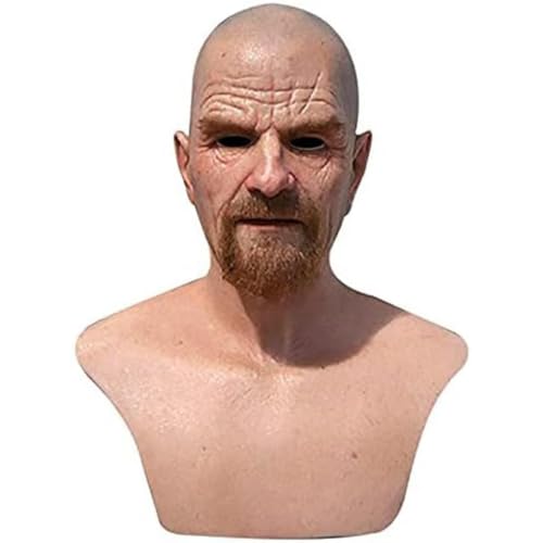 Realistic Old Man Mask for Adults, Elderly Grandpa Full Head Halloween Costume Mask for Cosplay and Costume Party - color: L