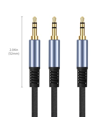 1/8" TRS Stereo Splitter Cable 6.6FT(Splitter 20cm), Male to Dual Male, 3.5mm Y-Splitter Stereo Cable, for Speakers, Headphone, Cell Phone PC Laptop, Perfect for Switching or Two Sets of Speakers - size: 6.6FT, style: 1/8" TRS Stereo Male to Dual Male