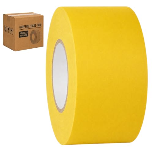 GGR Supplies CGT-80 Gaffers Stage Tape, Yellow, 3 in x 60 yd, 16-Pack | 12 Mil Low-Gloss Cloth, Clean Removal from Most Surfaces, Water and Abrasion Resistant, Cable Management, Film, Photography - color: Yellow, size: 3 in. (Pack of 16)