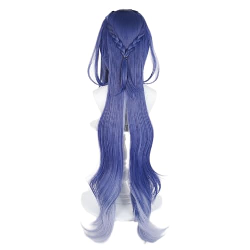 Blue Purple Cosplay Wig Heat Resistan Synthetic Fiber Long Straight Hair for Adult Women Halloween Cos Anime Party Replacement Wigs - color: Blue Purple