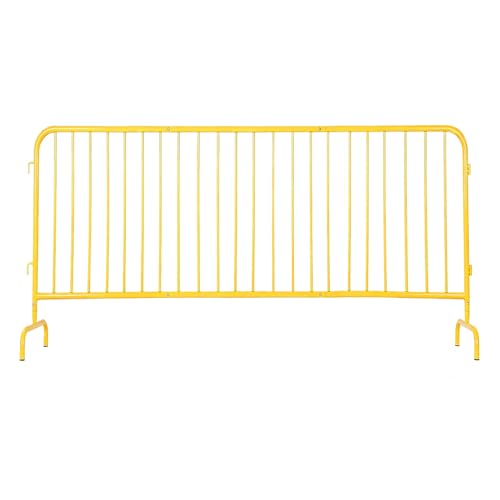 Garvee Interlocking Steel Barricade, 8.5 Ft. Heavy Duty Galvanized Metal Barricade, Interlocking Steel Road Barriers with with Bridge Feet Base, for Crowd Control Event Fencing Indoor/Outdoor, Yellow | Heavy Duty Galvanized Metal Barricade with with Bridg