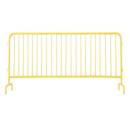Garvee Interlocking Steel Barricade, 8.5 Ft. Heavy Duty Galvanized Metal Barricade, Interlocking Steel Road Barriers with with Bridge Feet Base, for Crowd Control Event Fencing Indoor/Outdoor, Yellow | Heavy Duty Galvanized Metal Barricade with with Bridg