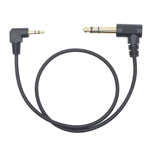 90 Degree 1/8 to 1/4 Stereo Audio Cable, Right Angle 3.5mm TRS Male to 6.35mm TRS Male Aux Cord for Guitar, Keyboard Piano, Laptop, Speaker and Amplifiers (48cm/19In) - size: 19in/48cm
