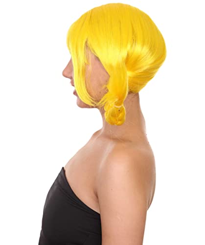 HPO Bavarian Double Braided Wig, Breathable Capless Cap, Premium Handcrafted Wig, Designed for comfort fit, flame retardent synthetic fiber (Yellow) - color: Yellow