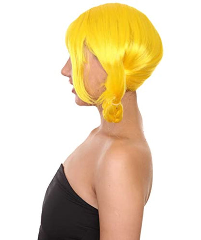 HPO Bavarian Double Braided Wig, Breathable Capless Cap, Premium Handcrafted Wig, Designed for comfort fit, flame retardent synthetic fiber (Yellow) - color: Yellow