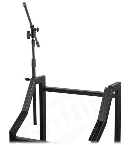 GRIFFIN Rack Mount Cart Stand & Top Mixer Platform 25U (Studio-XPRO Steel Series) – Rolling Music Booth Case Holder – Sound Stage Audio Equipment DJ Gear Display for Amplifier, Effects