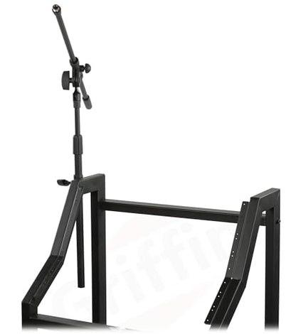 GRIFFIN Rack Mount Cart Stand & Top Mixer Platform 25U (Studio-XPRO Steel Series) – Rolling Music Booth Case Holder – Sound Stage Audio Equipment DJ Gear Display for Amplifier, Effects