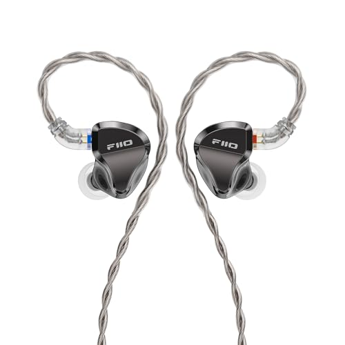 FiiO/JadeAudio JH5 1DD+4BA Hybrid 5 Drivers HiFi in-Ear Monitors Earphone, Detachable 0.78mm 2 Pin Cable 3.5mm Plug for Audiophile/Musician (Black) - color: Black