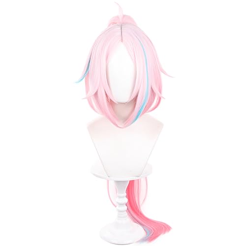 Anime Pink Wig with High Ponytail Women Long Straight Hair Adult COS Game Cosplay wig Comic con,Theme Party,Game Show,Halloween,Christmas - color: Light Pink
