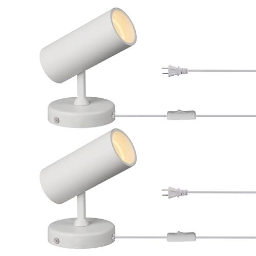 Aisilan LED Spotlight Uplighting Indoor, Plug in Wall Scones Accent Ceiling Spot Light Up Light Fixture for Plant Art Picture Gallery Paintings, CRI 97, 3000K, 12W, White, 2 Packs - color: White 2 Pcs