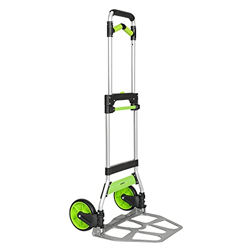Folding Hand Truck and Dolly,309 lb Capacity Aluminum Portable Cart with Telescoping Handle and PP+EVA Wheels - color: Green, size: 309lb