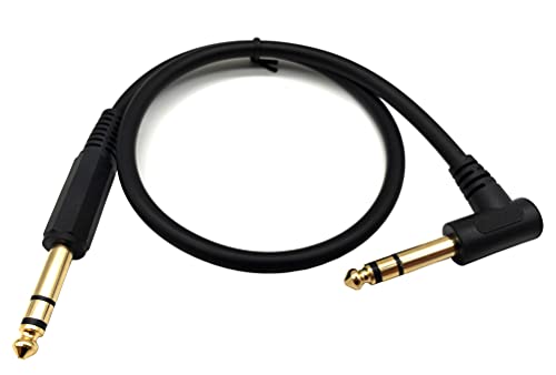 1/4 Inch Guitar Instrument Cable, 90 Degree Angle 6.35mm TRS Jack Male to 1/4 Inch TRS Male Stereo Speaker Audio Cable for Electric Guitar, bass Guitar, Electric and More(1.6ft/50cm) - color: 1.6ft/50cm
