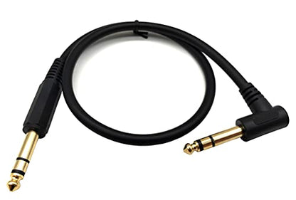 1/4 Inch Guitar Instrument Cable, 90 Degree Angle 6.35mm TRS Jack Male to 1/4 Inch TRS Male Stereo Speaker Audio Cable for Electric Guitar, bass Guitar, Electric and More(1.6ft/50cm) - color: 1.6ft/50cm
