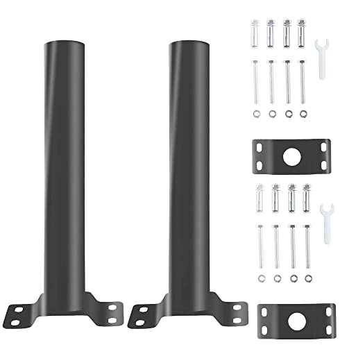 2 Pack Light Pole Mount,Solar Pole Mounting Bracket Extension Kit Wall Flag Black Metal Pipes Barn Lights Fixture Adaptor Outdoor Arm for Led Street Light,Wall Mounted Tire,Barn Lamp,Post Tree Fence - size: 2PCS 12inch black