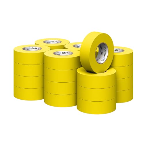 2" Pro Gaff Gaffers Tape 55 yards length yellow matte. Premium Heavy-Duty Gaffers Tape trusted by professional Gaffers. Made in the USA. Holds Tight, Easy to remove. (Pack of 24)