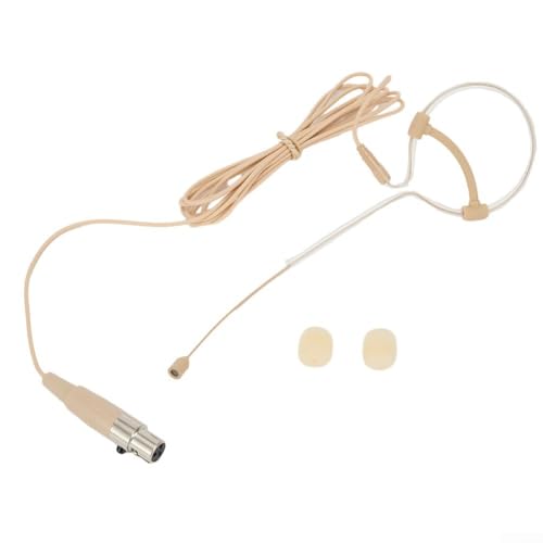 Beige Single Earhook Headset Mic Headworn Microphone 3.5mm 3 Pin 4 Pin XLR Connector Headset Mic with Foam Windscreen(C) - size: C