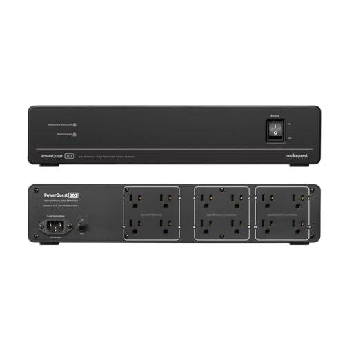 AudioQuest PQ303NA PowerQuest 303 12 Outlet Surge Protector with an AudioQuest NRGY3US01 1.0M Low-Noise AC Power Cable (2023) - size: 303NA, style: NRGY3