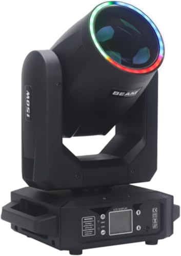 150W LED Moving Head Stage Light LED 150W Stage Light 12 Patterns 8 Colors by DMX 44pcs*0.2W RGB DJ Light Strip Ring and Voice Control for Weddings, Concerts, Outdoor Events