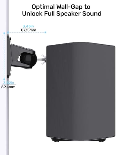 Universal Rear Speaker Wall Mount Bracket for Satellite Surround Sound | Max 11 lb Load, 1/4-20 & M5/M4 Threads Mounting, Wall & Ceilling Mount, Fits Roku, Polk, Samsung Q990F Q990D & More, 2-Pack