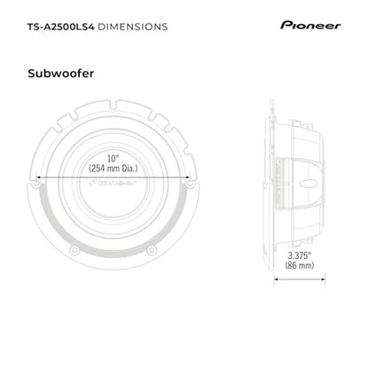 Pioneer A-Series TS-A2500LS4 Shallow-Mount 10" Subwoofer 1200W Max - size: 10" - 1200W, style: Shallow Mount Component Subwoofer