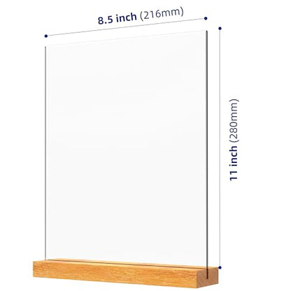 Acrylic Sign Holder with Wood Base 8.5x11 Inch Vertical and Slant Displays (5 Pack 8.5*11") - size: 5 Pack 8.5*11"