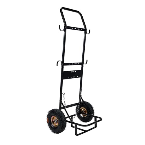 Ranein Dolly Cart for Portable Tankless Water Heater | Water heater dolly cart, steel frame, 10-inch wheels, foldable, holds 20lb propane tank, portable, for RO4K RO5K RO8K RO11K