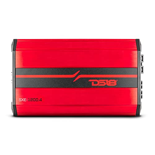 DS18 SXE-1200.4/RD Car Amplifier Stereo Full-Range Class A/B 4-Channel 60x4 RMS @4 OHM 1200 Watts - Powerful and Compact Amp for Speakers in Car Audio System - style: SXE-1200.4/RD