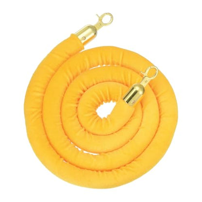 PATIKIL Velvet Stanchion Ropes, (6.6Ft x1.26 Inch, Yellow) (1Pcs), Velvet Ropes Crowd Control Queue Barrier with Gold Buckle, Suit for - Carpet Events/Hotels/Movie Theaters/Grand Openings - color: Yellow Rope, Gold Buckle