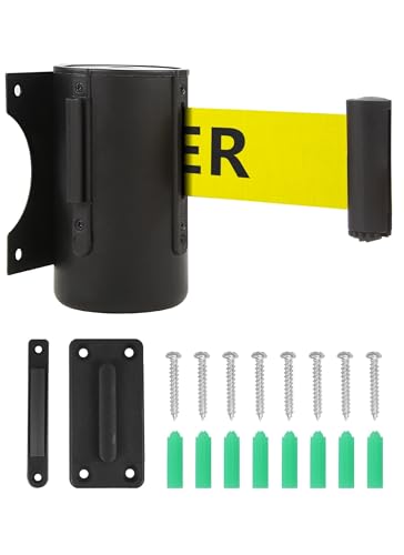 Wall Mount Retractable Barrier Belt, 16 Ft Crowd Control Retractable Belt with Steel Case Black and Yellow Belt with DO NOT Enter Sign - style: Word: Do not Enter