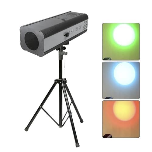 200W LED Spotlight Follow Spot Light Manual Control Stage Light Adjustable Aperture DJ Wash Light w/Stand for Party Disco Wedding Birthdays Christmas Party Show 110-220V - style: with Tripod