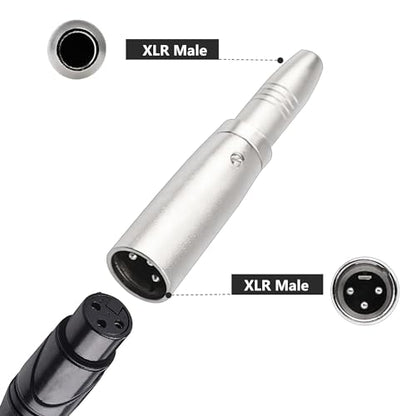 2PCS XLR Male to 1/4 Inch 6.35mm Female Adapter, 3-Pin XLR Male to Quarter Inch Female Jack Socket Audio Adapters Compatible with Microphone, Stereo, Mixer - color: XLRM to 1/4" 6.35mm Female