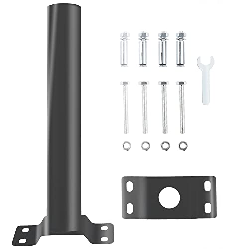 Light Pole Mount,Solar Lighting Mounting Bracket Extension Pole Kit Wall Black Metal Pipes Barn Lights Fixture Antenna Adaptor Outdoor Arm for Street Light,Wall Mounted Tire,Barn Lamp,Post Tree - size: 12 inches black