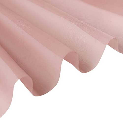Tableclothsfactory Dusty Rose Sheer Premium Chiffon Curtain Panel Backdrop Drapery with Rod Pockets | 5ft x14ft - color: Dusty Rose, size: 5ftx14ft