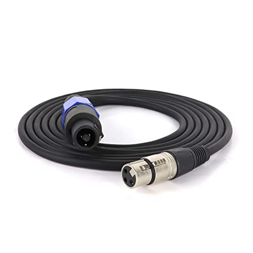 HBU Pack of 1 Speakon to XLR Female Cable - 10Ft. Speak-ON Male to 3 Pole XLR Jack Audio Wire - Pro PA DJ Studio, Microphone Recording Extension Wiring with Twist Lock - size: 1 Pack