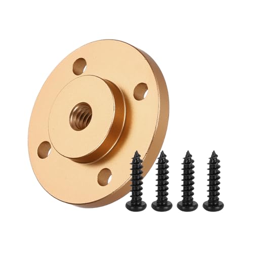 PATIKIL 1/4"-20 UNC Female Thread Microphone Flange Mount Desktop Gooseneck Table Mounts Base with Round Head Screw, Gold - color: Gold, size: 1/4"-20
