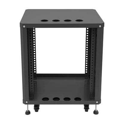 12U Stereo & Server Rack with Caster Wheels, Rolling Network Cabinet,Open Frame,Carbon Steel AV Equipment Stand with Side Handles (12U B) - size: 12U B