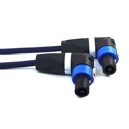 WJSTN 1/4 Inch TS Female to Right-Angle Speakon Speaker Cable, 6.35mm Mono to Right-Angle Twist Lock Speakon Audio Cord, 2 Pack 6IN