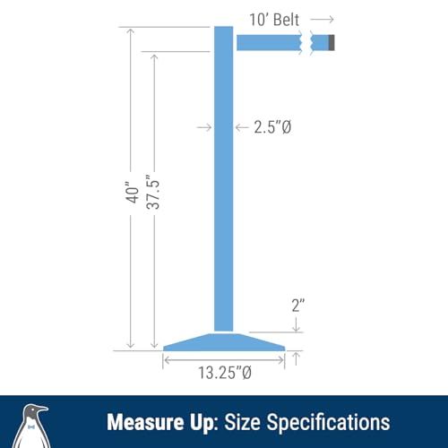 Prime 10' Long Outdoor Weather Resistant Retractable Belt Stanchion 2 Pk, 40” Tall No-Tools Assembly Crowd Control Barriers (Yellow Alumnium Post w/Black & Yellow Belt) | Commercial Grade Outdoor Retractable Belt Stanchions, PRIME, Cement Base, Tool-Free,