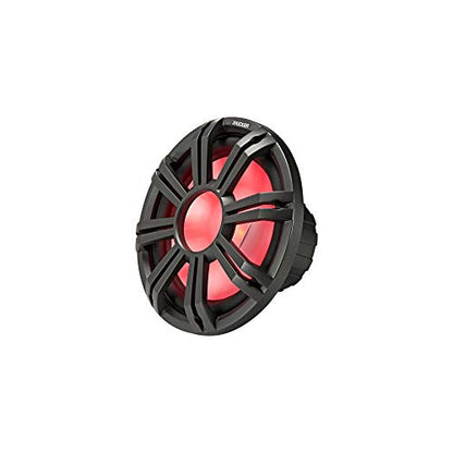 KICKER KMG10 10-Inch (25cm) Grille for KM10 and KMF10 Subwoofer, LED, Charcoal | Boat sub cover with built-in accent lighting, saltwater-ready dark gray guard, protects cone dockside, fits 10 inch drivers