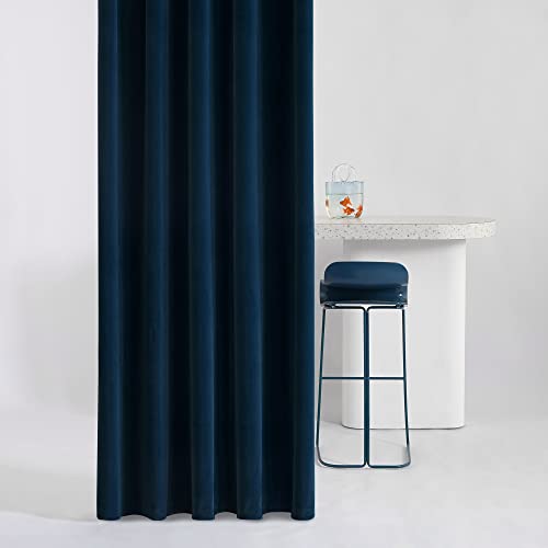 MUMFAS Blackout Velvet Blue Curtains Drapes 84 Inches Long - Super Soft Thermal Curtains Panels for Living Room Bedroom (W52 x L84, Back Tab & Rod Pocket， Navy Blue, 2 Panels) - color: Navy, size: 52"W x 84"L (Pack of 2)