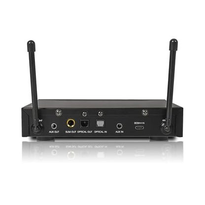 Sound Town 100 Channels Wireless Microphone Karaoke Mixer System with 2 Metal Handheld Microphones, Optical (Toslink), AUX, for Smart TV, Home Theater, Sound Bar (SWM16-2MEGA) - color: Black & Gray