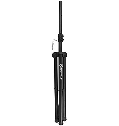 Rockville RVSS2 Lighting Stands for Moving Head/Spot Bundle with Up-Lights | Rechargeable Battery Up-Light Pair, White LED DMX Wash, 2 ACC5 Shelves, 2 RSC7W White Scrims, Gobo/Beam, Remotes, 8-Items