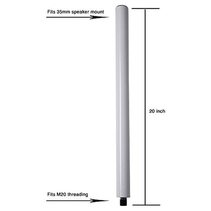 Sound Town 2-Pack 20" Subwoofer/Speaker Extender Poles, Fits M20 Threading,110 LB Load Capacity,White (STSD-M20W-PAIR) - size: 20", M20 Thread, White