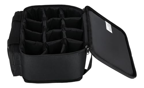 Rockville MINI HALO x12 Bag - Fits Up To 12 MINI HALO or Similar DJ Lights (CAN 2.0) | Removable Dividers, Foam Padded, Semi-Rigid Shell, Zippered Front Pocket, Dual Carry Handles, Fits Similar Lights - style: Bag for 12 Lights